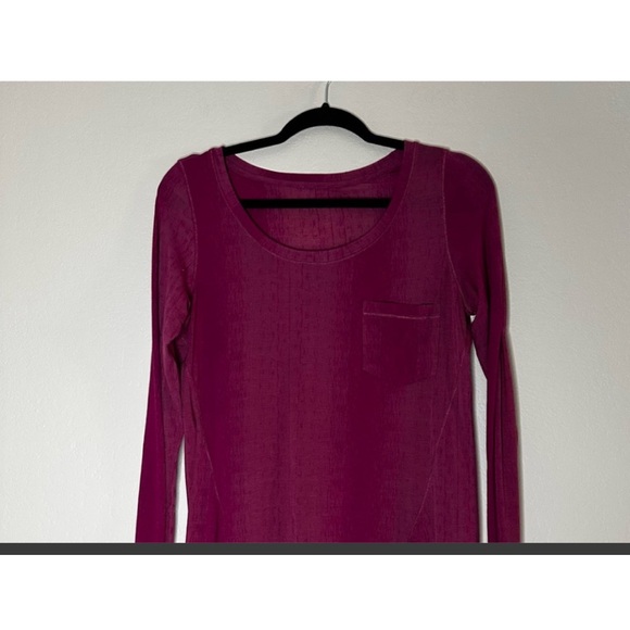LULULEMON misty stripe burnout raspberry pink Inner Calm long sleeve tee 8 - Picture 2 of 2